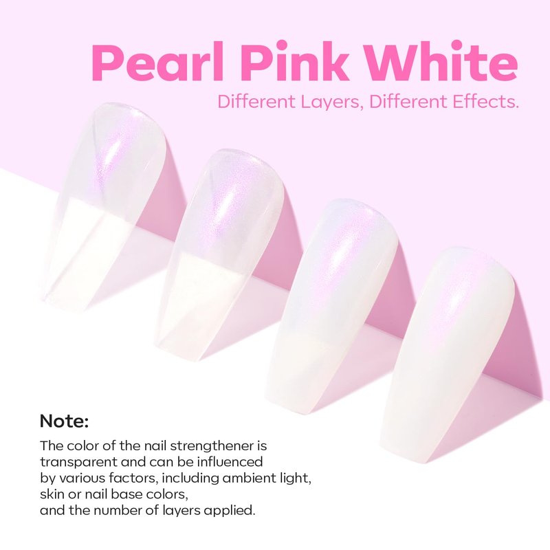 modelones Nail Strengthener and Growth Pearl Pink Nail Polish Nail Repair for Damaged Nails Hardener Extra Strong and Growth Nail Care Gifts for Women 15ml