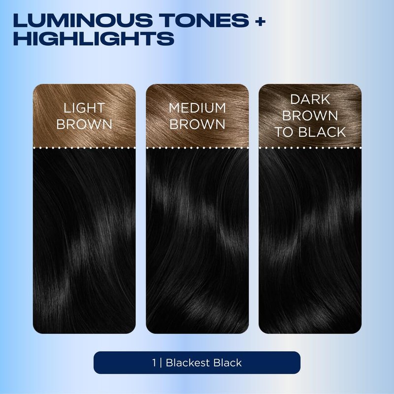 Clairol Nice'n Easy Permanent Hair Dye, 1 Blackest Black | 100% Gray Coverage | Long‑Lasting, Natural‑Looking Color & Shine | Pack of 1