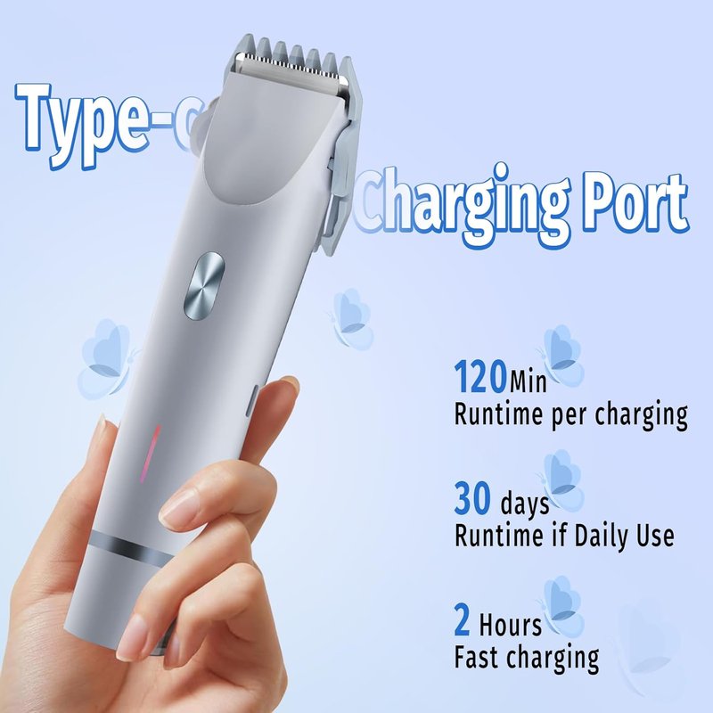 Skiennix Bikini Trimmer for Women - 2-in-1 Electric Razor & Shaver | IPX7 Waterproof, Blue