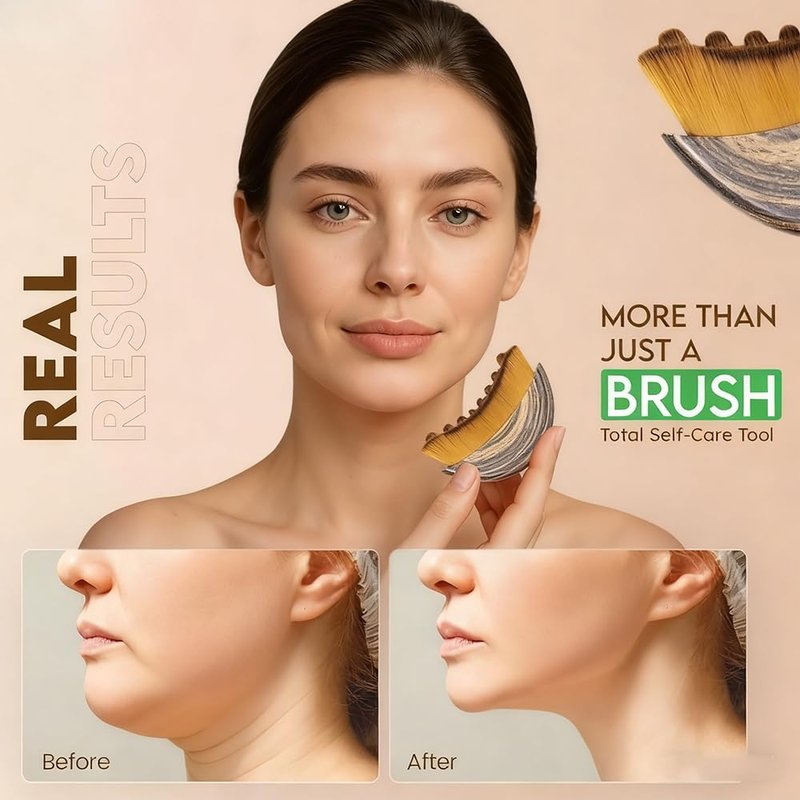Aeki Lymphatic Contour Face Brush - Reduces Puffiness & Restores Definition, Aeki Lymphatic Face Brush, 100% Gentle & Soft on Skin | Naturally Sculpted Look,Aekii Facial Brush (2 Set)