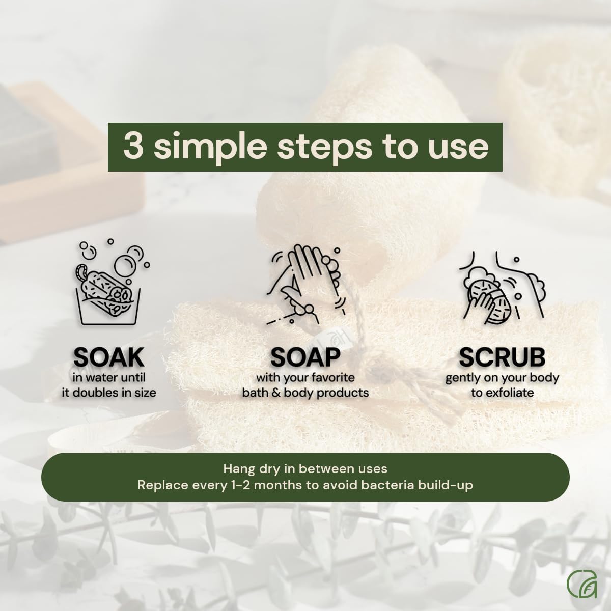 NileCart Back Loofah for Shower - Natural Loofah Back Scrubbers for Shower from Egyptian Loofah for Women & Men - Egyptian Loofah Sponge Back exfoliator. A Natural exfoliating Back Scrubber