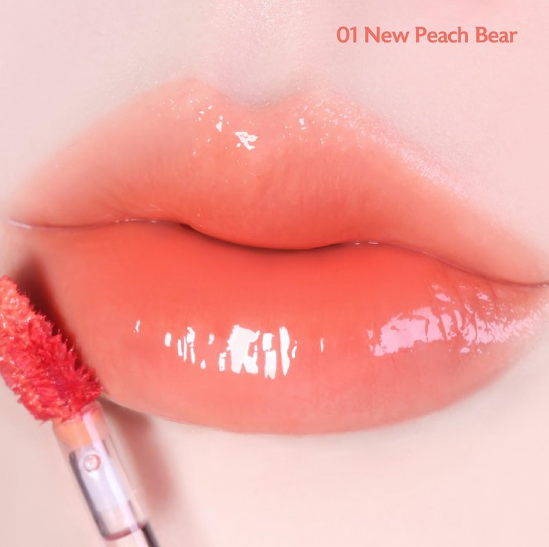 MILKTOUCH Jelly Lip Glow Tint - Hydrating Lip Gloss with Long-Lasting Moisture, Lip Stain, Lightweight, Radiant Shine, Perfect for Daily Use | Stocking Stuffers for Women (01 New Peach Bear)