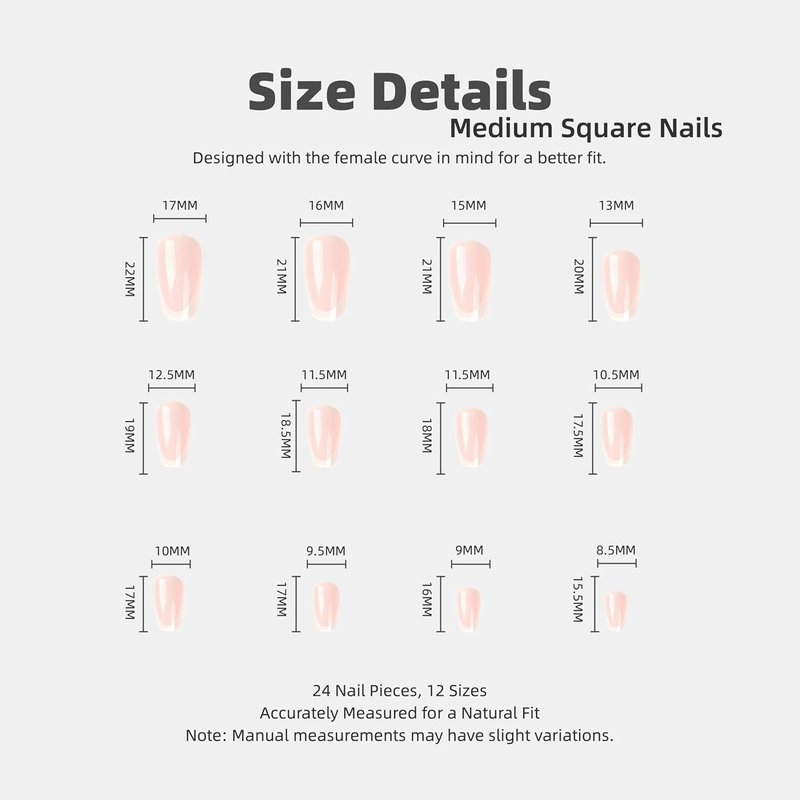Medium Square Press-On Nails - Classic White V-Tip French Manicure | Glue-Free Acrylic with Adhesive Tabs (24 Pcs)