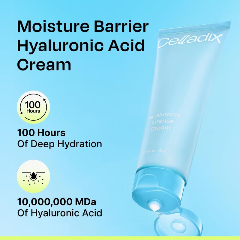 Celladix Hyaluronic Intense Cream – 95% Pure Hyaluronic Acid with Niacinamide & Panthenol – 100 Hours of Hydration, Barrier Strengthening Care for Smooth, Radiant Skin – Korean Skincare, 2.70 Fl Oz