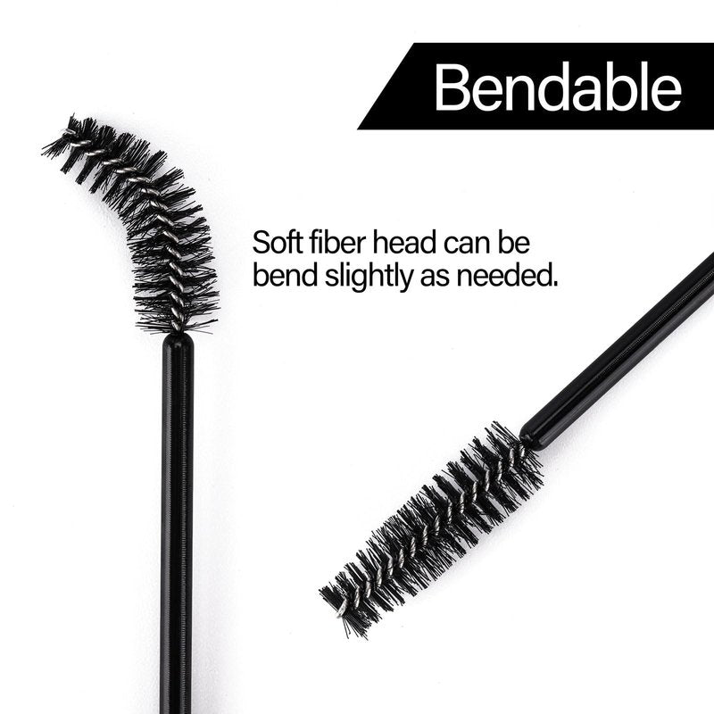 BTYMS 500 Pieces Disposable Mascara Wands Eyelash Brush Brow Brushes Applicators Lash Spoolies for Eye Lash Extension - Black
