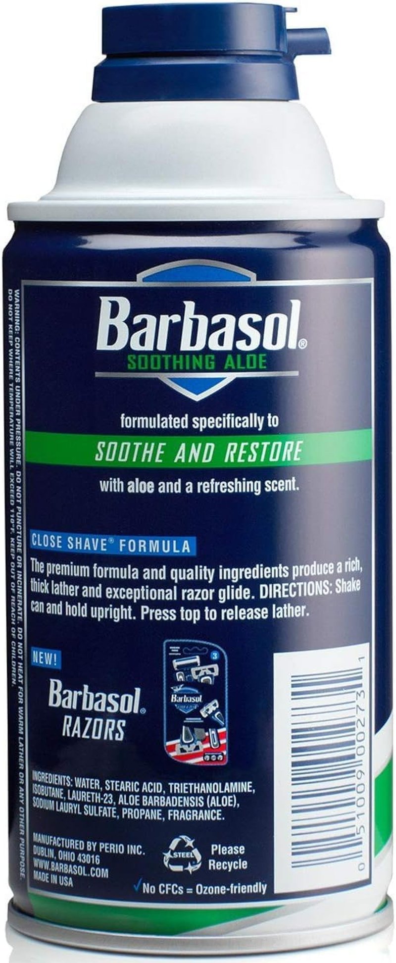 Barbasol Soothing Aloe Shave Cream - Thick & Rich Formula, 7 Oz | Perfect for Sensitive Skin