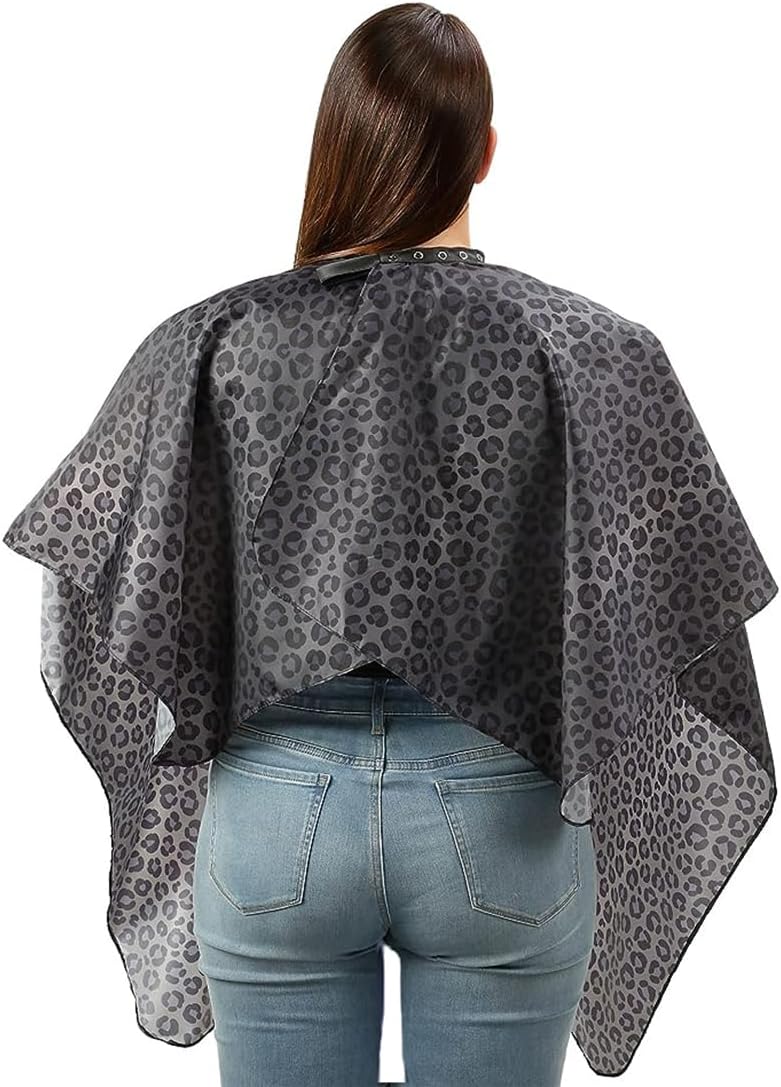 Waterproof Leopard Hairdresser Cape - Stylish Hair Cutting & Shampoo Cape for Salons | Durable Snaps
