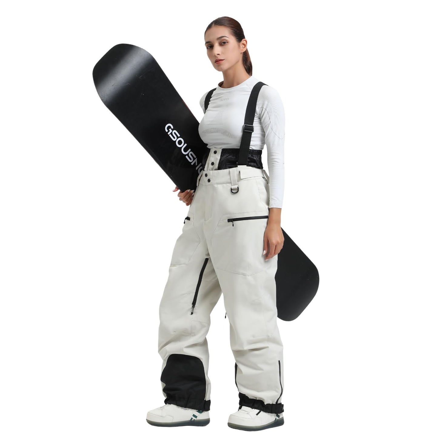 GSOU SNOW Womens Baggy Snowboard Pants Ski Bibs Snow Loose Overalls Waterproof Windproof Insulated Warm