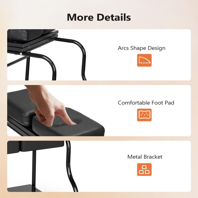 Beauty Salon Foot Bath Cart, Esthetician Trolley Cart with Lockable Wheels & Storage Shelves, Mobile Pedicure Spa Cart for Manicure Salon, Pedicure chair Stand Foot Rest, Black