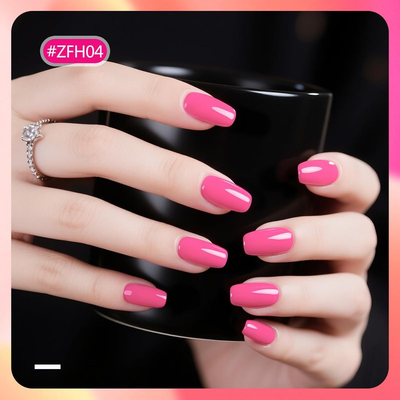 12 PCS Pink Nail Polish Set - 10 Vibrant Colors + 2 Base & Top Coats | Fast Drying, Long Lasting 5ML