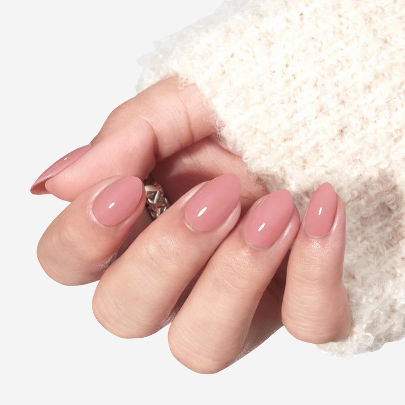 modelones Soft Pink Short Press on Nails, Semi-Transparent Oval Fake Nails Kit Press Ons with Nail Glue, Adhesive Tabs, Nail File, Prep Pad, Manicure Stick, 32Pcs 16 Sizes, Spring Women Girl Gift