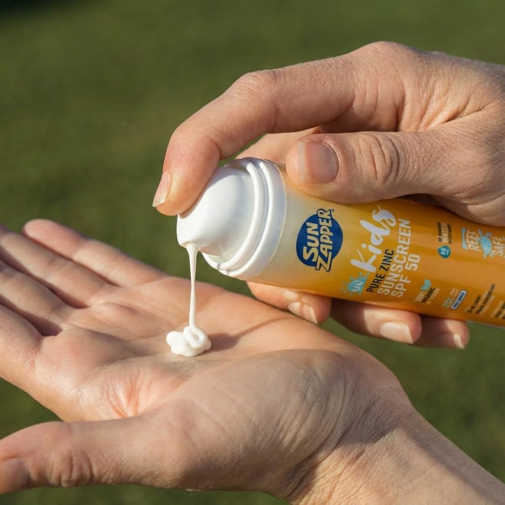 Sun Zapper Kids Pure Zinc Sunscreen SPF 50 – Mineral Sunscreen for Children with Organic Ingredients, 25% Non-Nano Zinc Oxide, Reef Safe, Water Resistant, Fragrance Free, Vegan, 100g (3.5 oz) Pump
