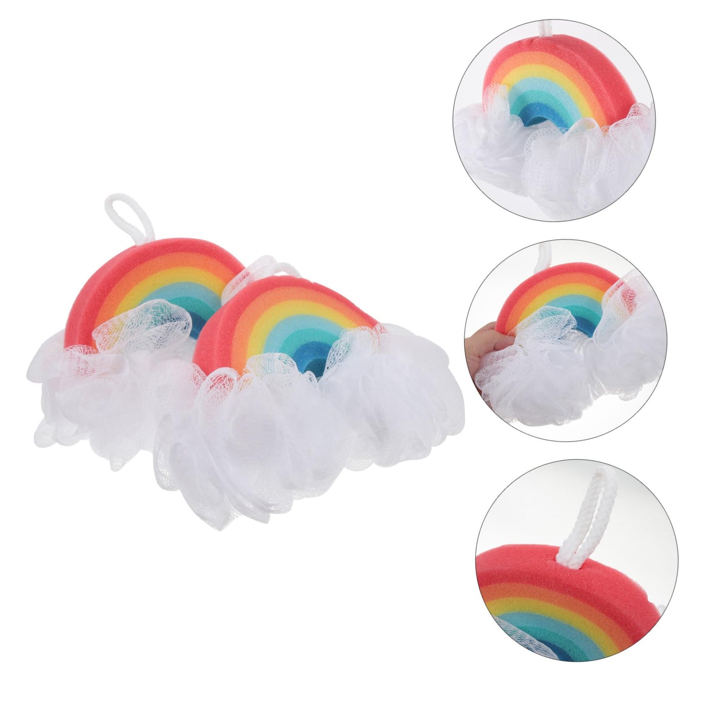 SOESFOUFU 2pcs Rainbow Bath Sponge Baby Towels and washcloths net Bath Sponge sponges for Washing The face Shower Sponge loofah Newborn Bath tub Kids Bath Scrubbers Washing Ball Toddler Miss