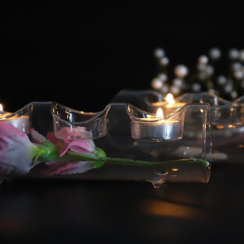 GIYDNEI 1-5 Holes Clear Candle Holders, Crystal Glass Tealight Candlestick Holders for Aromatherapy Wedding Party Home Decor Table Centerpieces,Clear,4 Holes