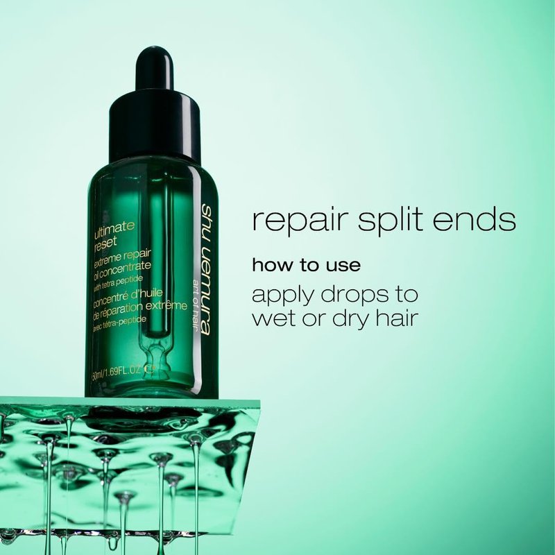Shu Uemura Art of Hair Ultimate Reset Oil - Extreme Repair for Damaged Hair | Lightweight, Seals Split Ends, 1.7 Fl Oz