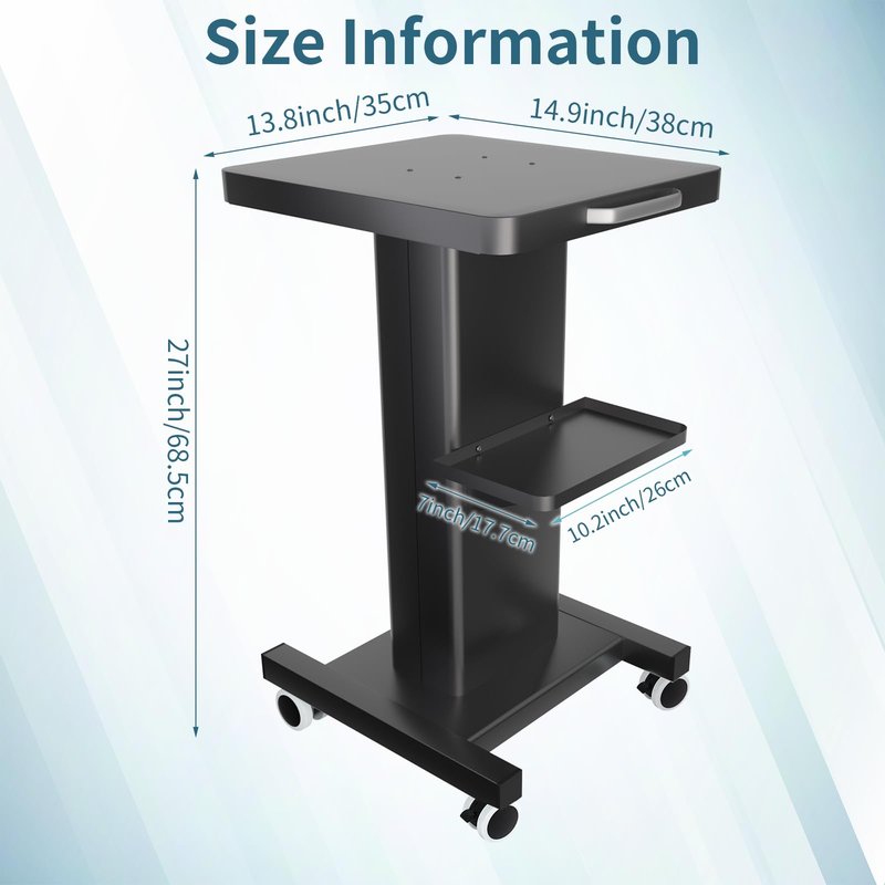 Esthetician Trolley Cart with Wheels, Heavy Duty Metal Beauty Machine 3 Tier Rolling Cart, Load 220Lbs, Durable Full Body Metal Construction for Professional Salons