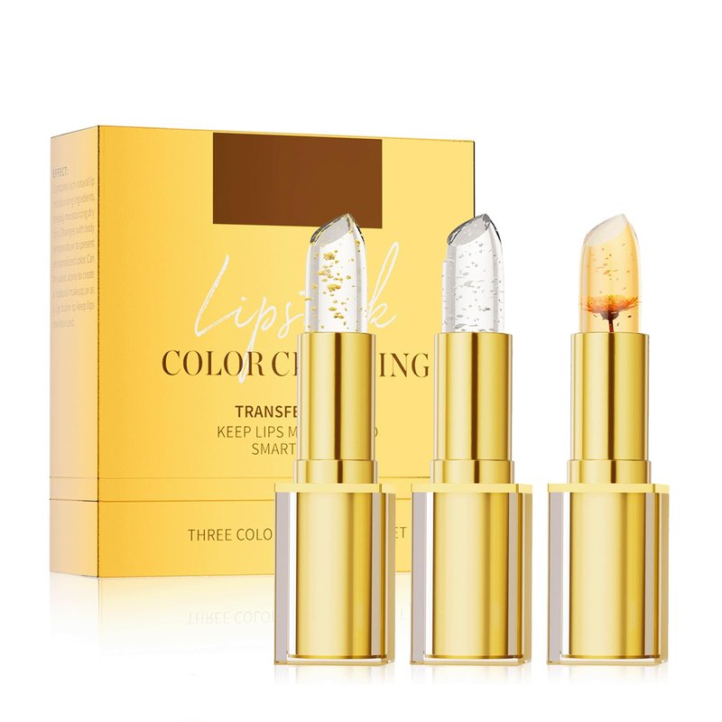 ETUIH Color Changing Lipstick, Gold Crystal Color Changing Lipstick, Transferproof Colors Changings Transparente Lipsticks, Long Lasting 24 Hours, Moisturizing Lip Balm