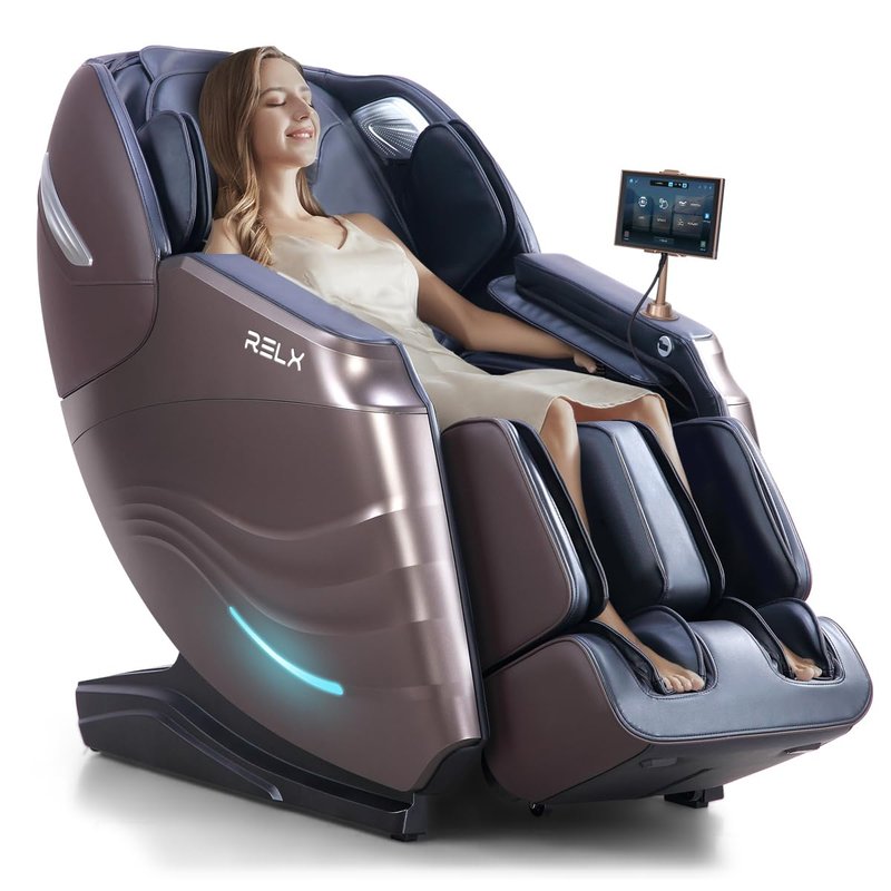 RELX 2026 Massage Chair Full Body, 20 Modes Zero Gravity SL-Track Shiatsu Massage Chair Built-in Heat System, Airbag Massage with Body Scan, Deep Yoga Stretch, Calfrest Extension and AI Control(Brown)