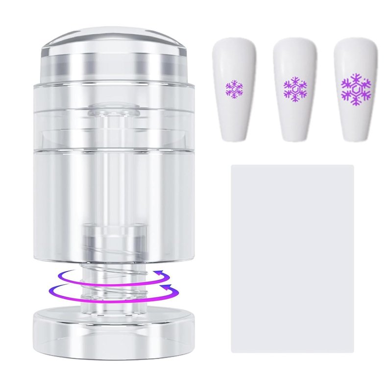 BlueZOO Nail Stamp Kit - Upgraded French Tip Nail Art Stamper with Adjustable Pattern Size for DIY Manicure