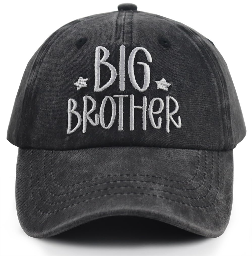 Big or Brother and Sister Hats for Boys Age 3-10 Year Old, Adjustable Embroidered Cotton Baseball Cap
