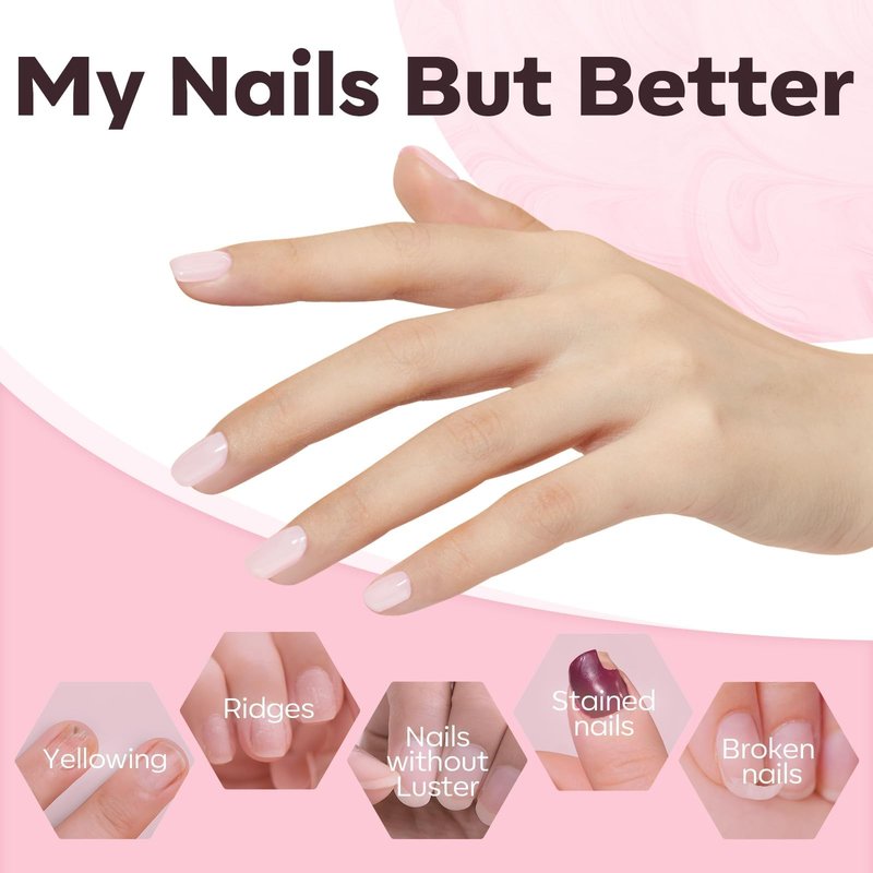 modelones Gel Polish Builder Nail Set, Builder Base Colors Jelly Nude Pink Hard Strengthener Rubber Gel Polish 8-in-One Extension LED Nail Lamp Cured 6 Colors