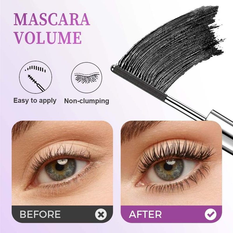 Iron Wand Mascara - 2025 Upgraded Waterproof Metal Wand for Long-Lasting 3D Curling Eyelashes | Black