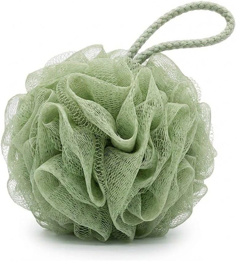 High-Density Mesh Pouf Bath Sponge by [Brand Name] - Eco-Friendly 240-Mesh Shower Scrubber | Large 4.9'' Green