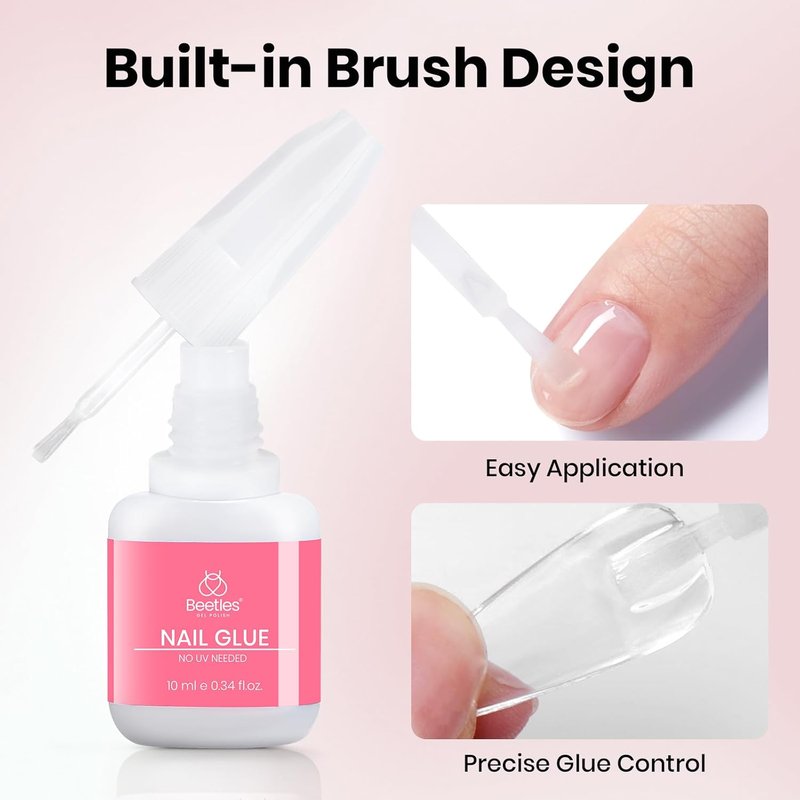 Beetles Press On Nail Glue - Quick-Drying 10ml Super Strong Formula for Acrylic & Fake Nails | No UV Light Needed