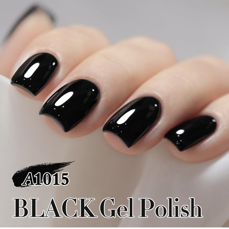 Double Rhythm 15ML Gel Nail Polish Pure Sheer Same Color Same Bottle Soak Off Gel Polish Art Manicure Salon DIY at Home for Women (Black-A1015)