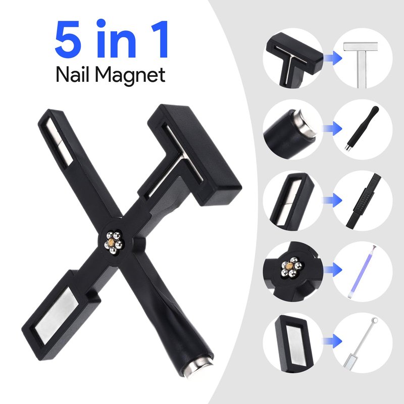 11Pcs Cat Eye Magnet for Nails Polish, 3-in-1 Nail Art Magnet Pen set Magnetic Cat Eye Gel Nail Polish Accessories Art Design Kit Tools, Multifunctional Magnet for Cat Eye Gel Polish Set Black