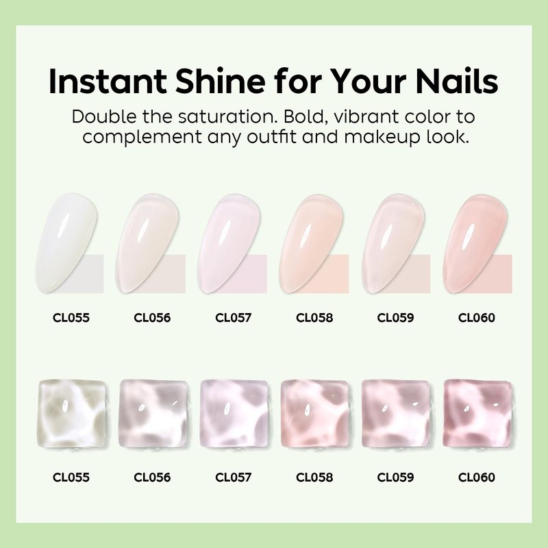 Luxbon 7 IN 1 Builder Base Color Gel Nail Polish Set, 6 Colors Nail Extension Enhancement Nude Gel Polish Pink Peach Nail Polish for Nails UV LED Soak Off Nail Art Design Gifts for Women Kit 010