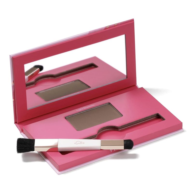 eSalon Root Touch Up + Brow Powder - Light Brunette Hairline Concealer for Thinning & Gray Hair | Creates Fuller-Looking Hair