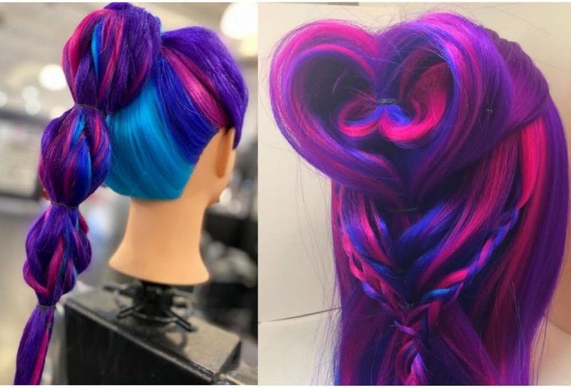 Hairingrid 26"-28" Mannequin Head Hair Styling Training Head Manikin Cosmetology Doll Head Synthetic Fiber Hair and Free Clamp Holder (Colourful)