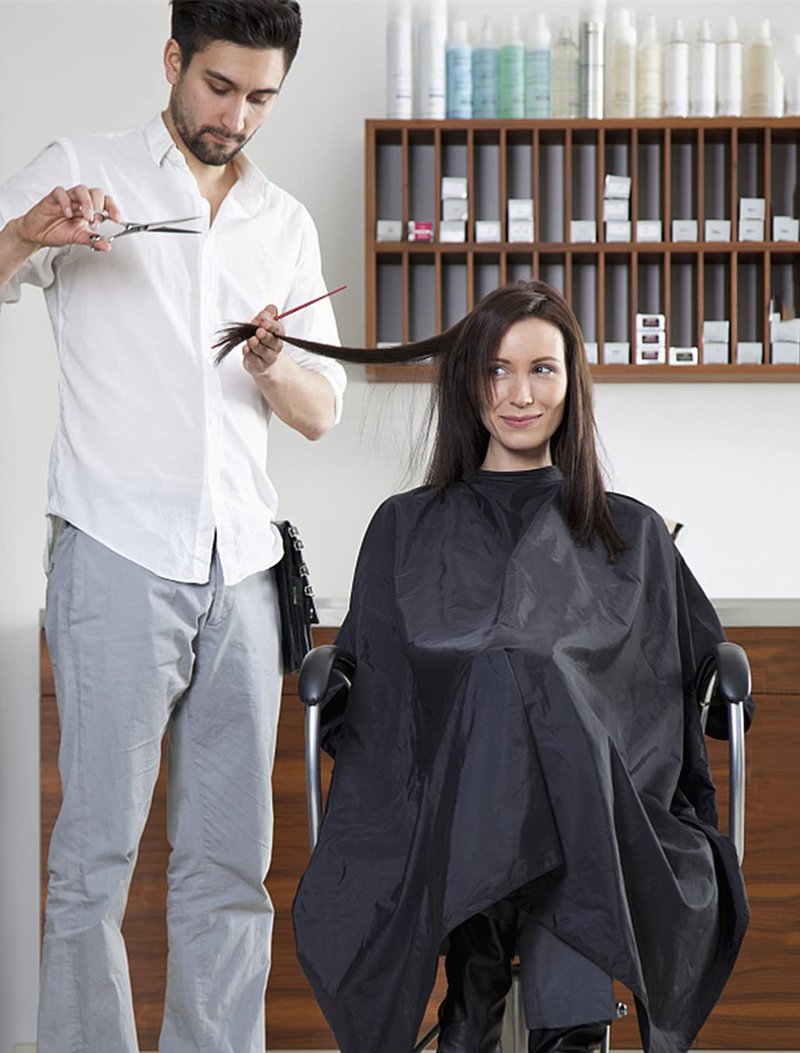 Professional Hair Cutting Cape - Large Salon Barber Cape for Men, Women & Kids | Includes Neck Duster Brush (Black)