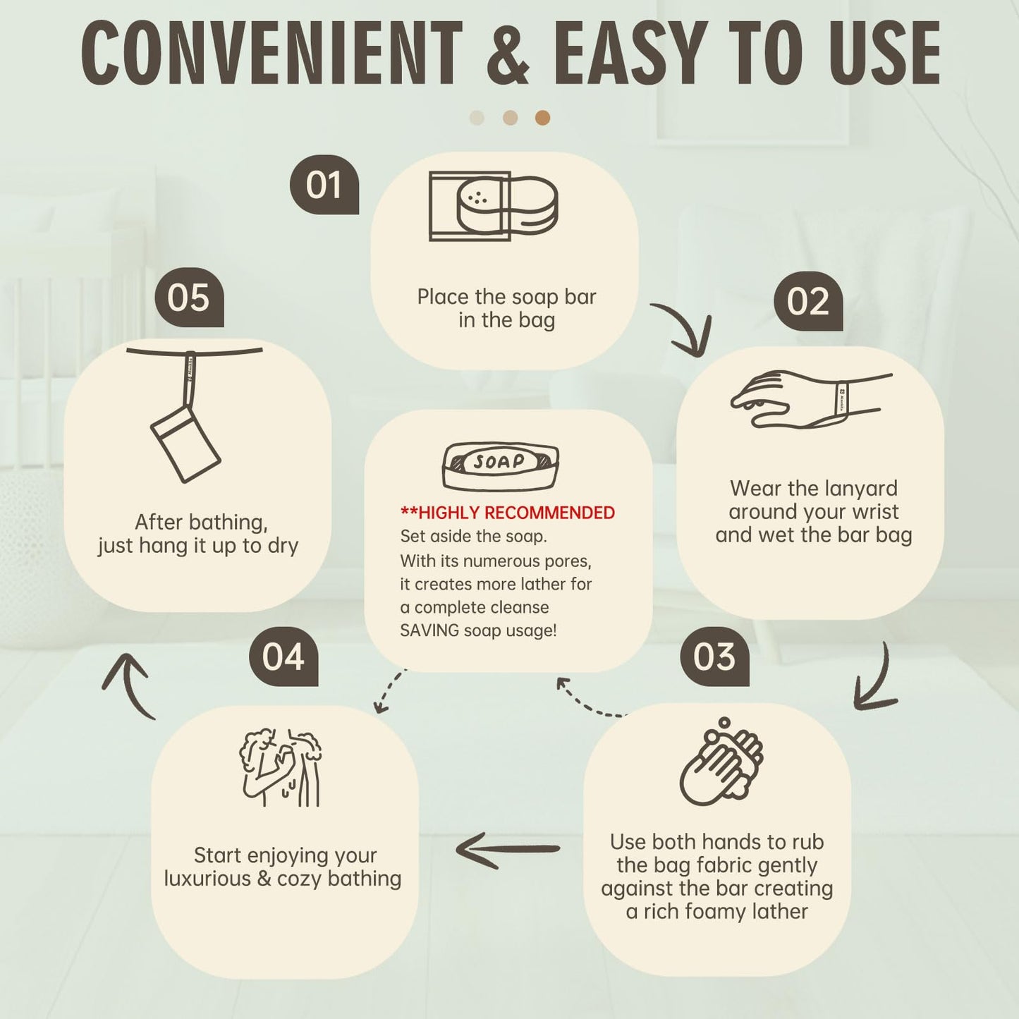 Alankilo 2 Pieces Soap Bags for Soap Bars, Exfoliating Soap Saver Bags, Foaming Bar Soap Pouches for Use in Baths or Showers (Gray)