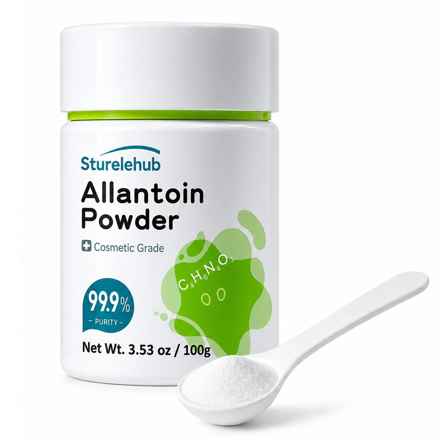Sturelehub Allantoin Powder, 3.53 OZ 99.9% Purity, Cosmetic Grade, DIY Allantoin Emulsion, Allantoin Cream, Allantoin Lotion, Allantoin Masks, Allantoin Helps to Hydrate And Moisturize The Skin