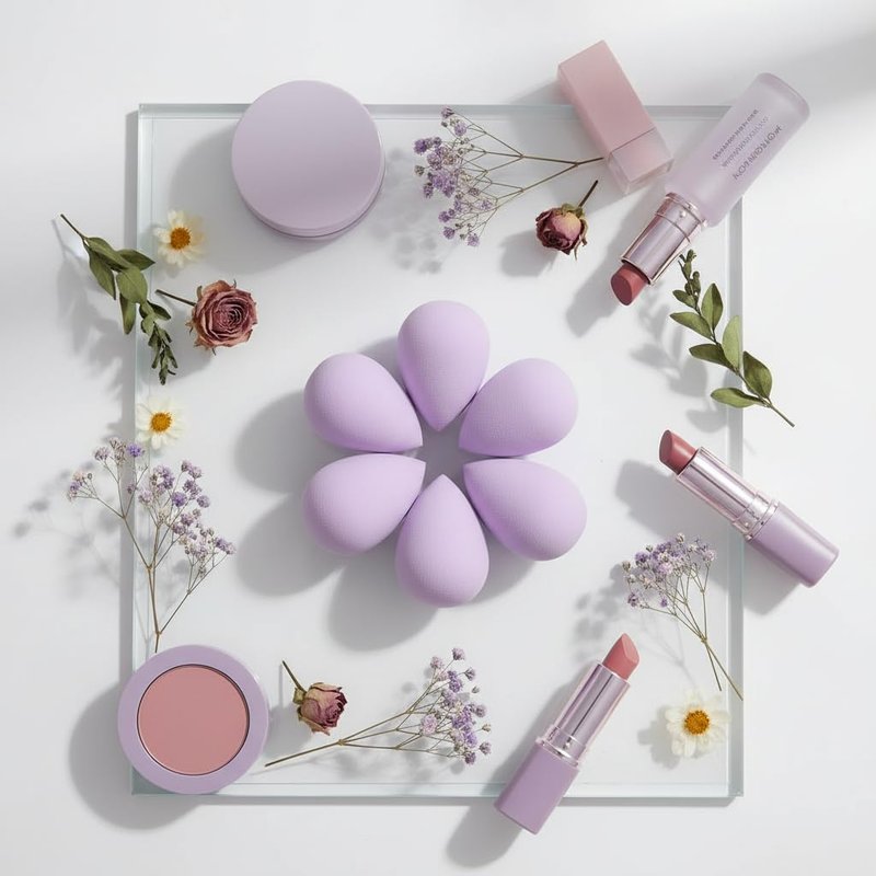 6PCS Mini Makeup Sponge, Black Small Beauty Sponge Blender Set for Foundation, Powder, Concealer Highlight,and Eye Shadow (Purple)