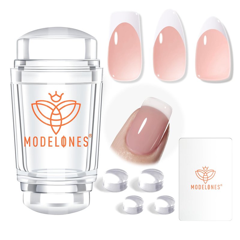 modelones French Tip Tool- 6 Pcs Nail Stamp French Manicure Kit Suitable for DIY Together with Gel Nail Polish Art Tips Printing Tool Kit