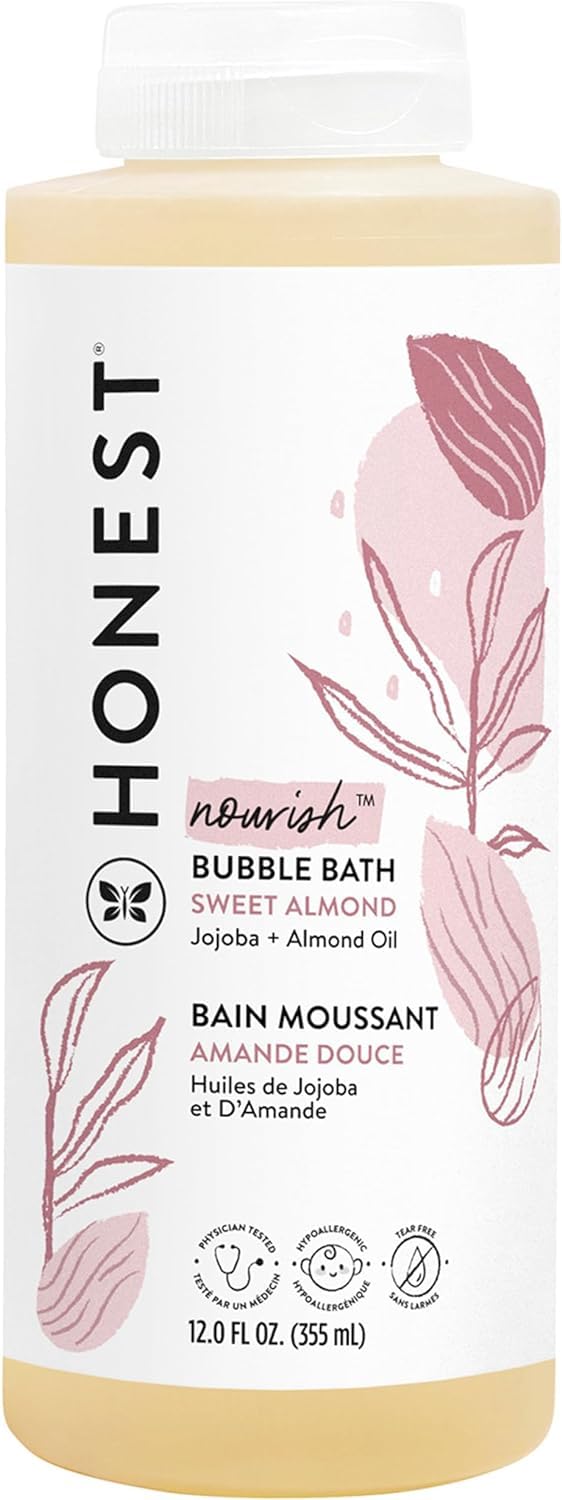 The Honest Company Foaming Bubble Bath, Gentle for Baby, Naturally Derived, Tear-free, Hypoallergenic, Sweet Almond Nourish, 12 fl oz