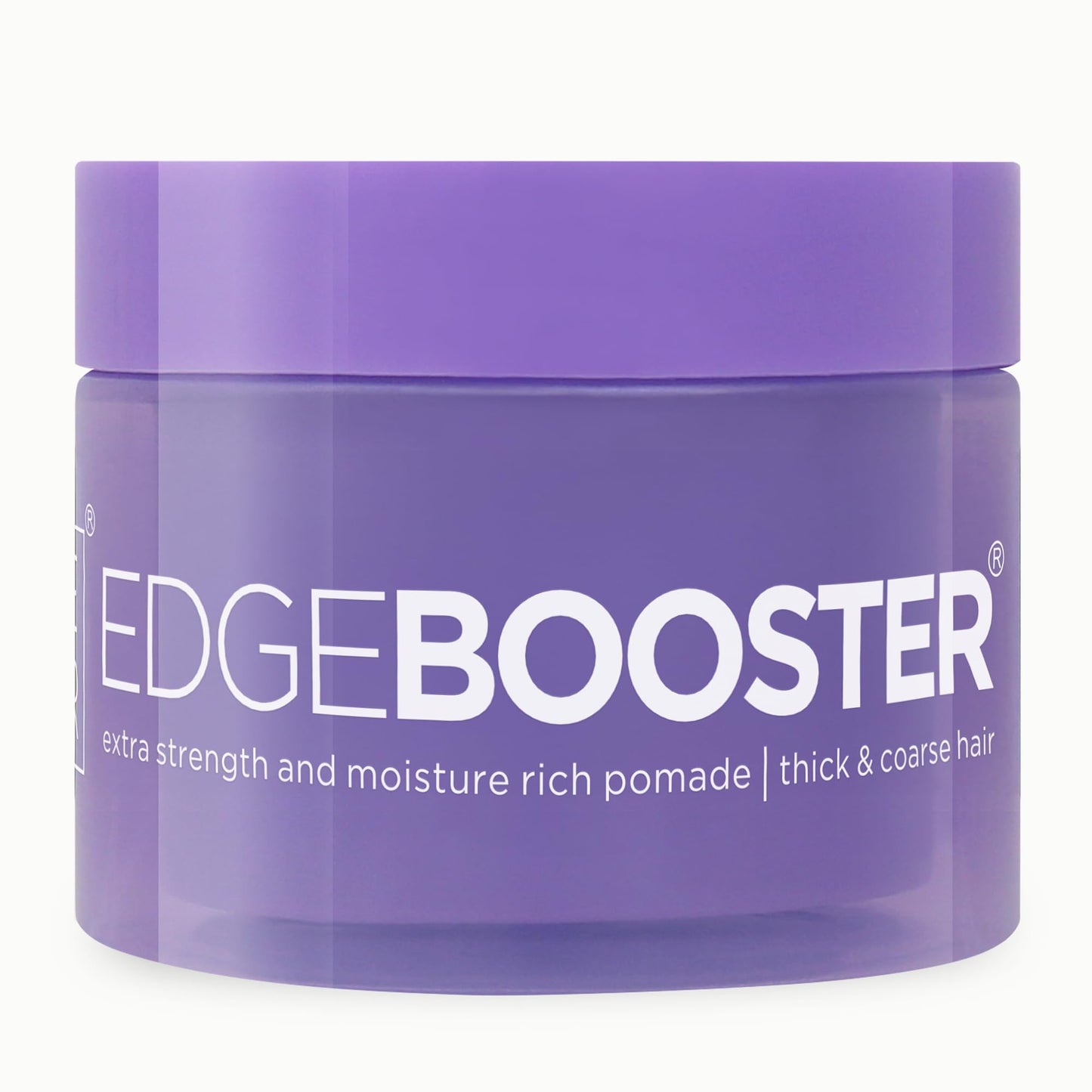 Style Factor Edge Booster Extra Strength & Moisture Rich Pomade | Strong Hold Edge Control Gel for Thick & Coarse Hair | High Shine, Non-Greasy Styling | Violet Crystal, 3.38 oz