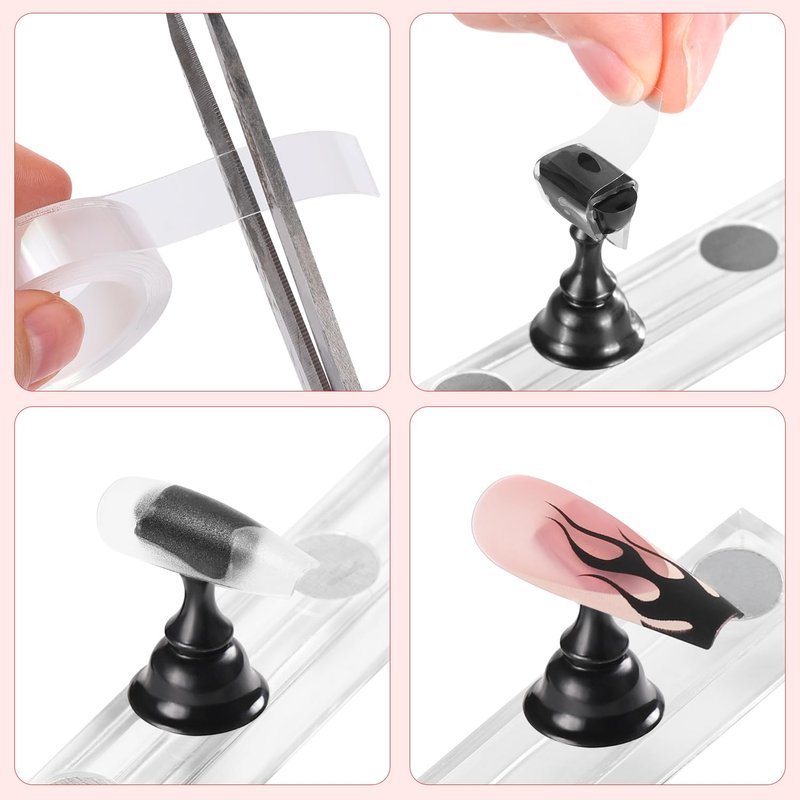 Acrylic Nail Art Display Stand - Magnetic Practice Holder for DIY Nail Painting | Black