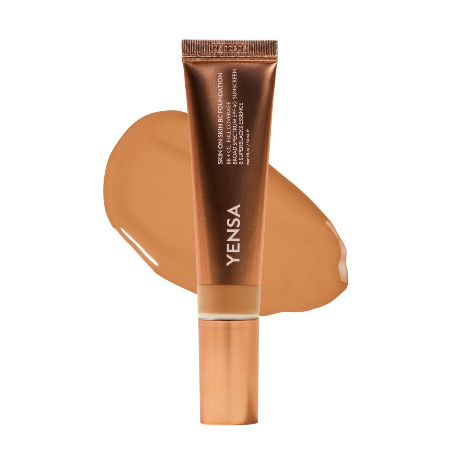 YENSA BC Foundation - Full Coverage Foundation, CC & BB Cream In One with SPF 40 - Enriched With Hyaluronic Acid & Peptides to Hydrate & Firm Skin - Korean Skin Care Makeup - Deep Warm (1 oz)