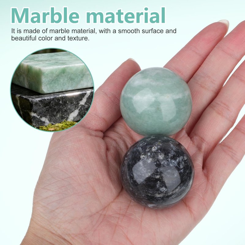 GLEAVI 4-Piece Baoding Balls for Hands, 1.38" Solid Stone Set 2 Black 2 Green, Quiet Unchime Design for Office Meditation and Finger Flexibility Workout Natural Marble