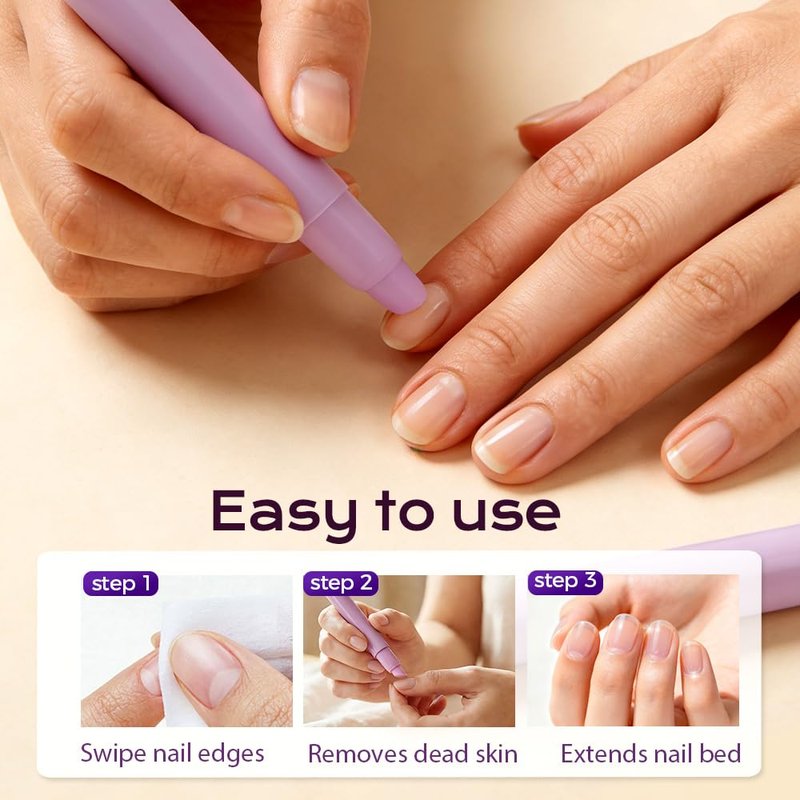 Cuticle Treatment Pen - 3-In-1 Nail Care for Hangnails & Damaged Nails | Purple Ceramic Tip