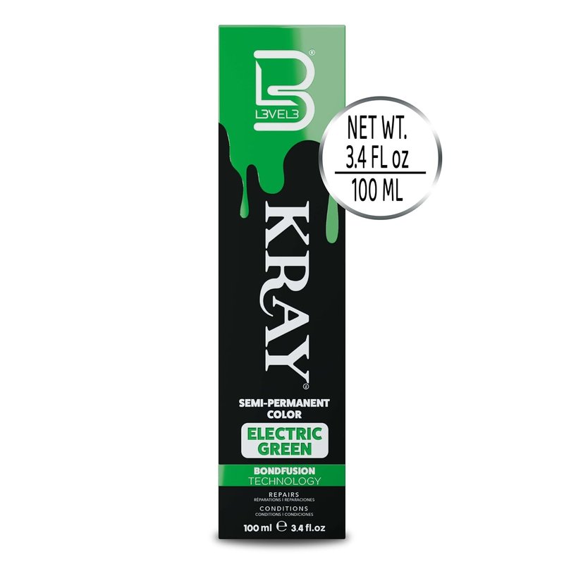 Electric Semi-Permanent Hair Color - Vibrant Long-Lasting Shine with Argan Oil - 100 ml | Electric Green