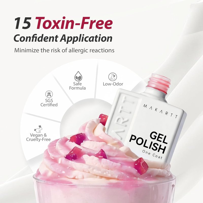 Makartt Gel Nail Polish Set - 6 Sheer Transparent Colors for Salon-Grade DIY Manicure | 15ml Each