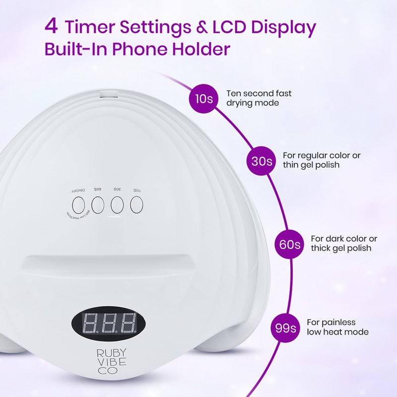 48W UV LED Nail Dryer for Gel Polish with 36 LED Beads, Phone Holder, Automatic Sensor and 4 Timer Settings for Gel Nail, Toe Nails