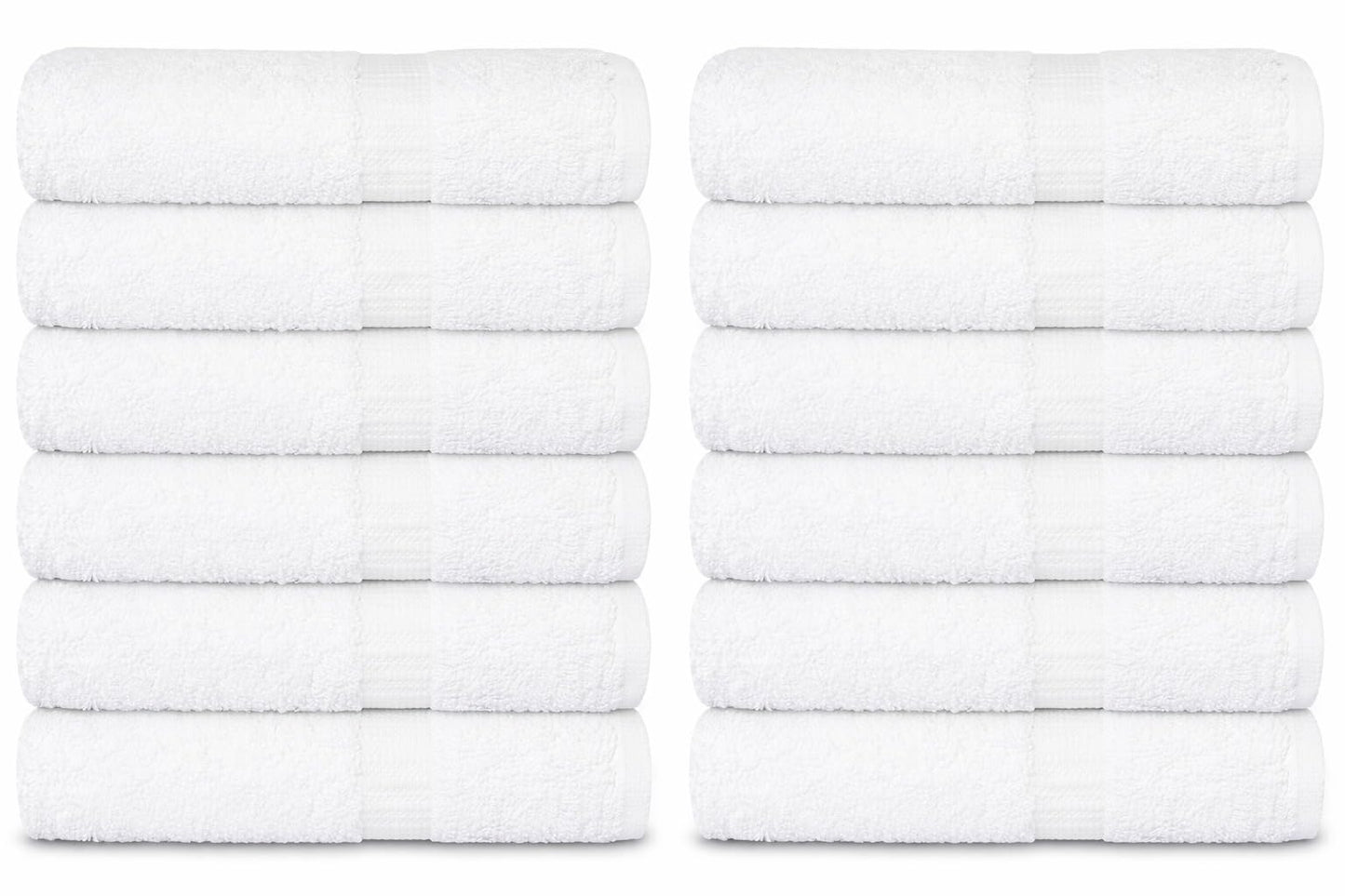 GOLD TEXTILES 100% Cotton Washcloth - 12 Pack | 13x13 inches | White - Ultra Soft, Highly Absorbent, Long Lasting and Quick Drying - Hotel & Spa Collection Cool Feel Fingertip Towels