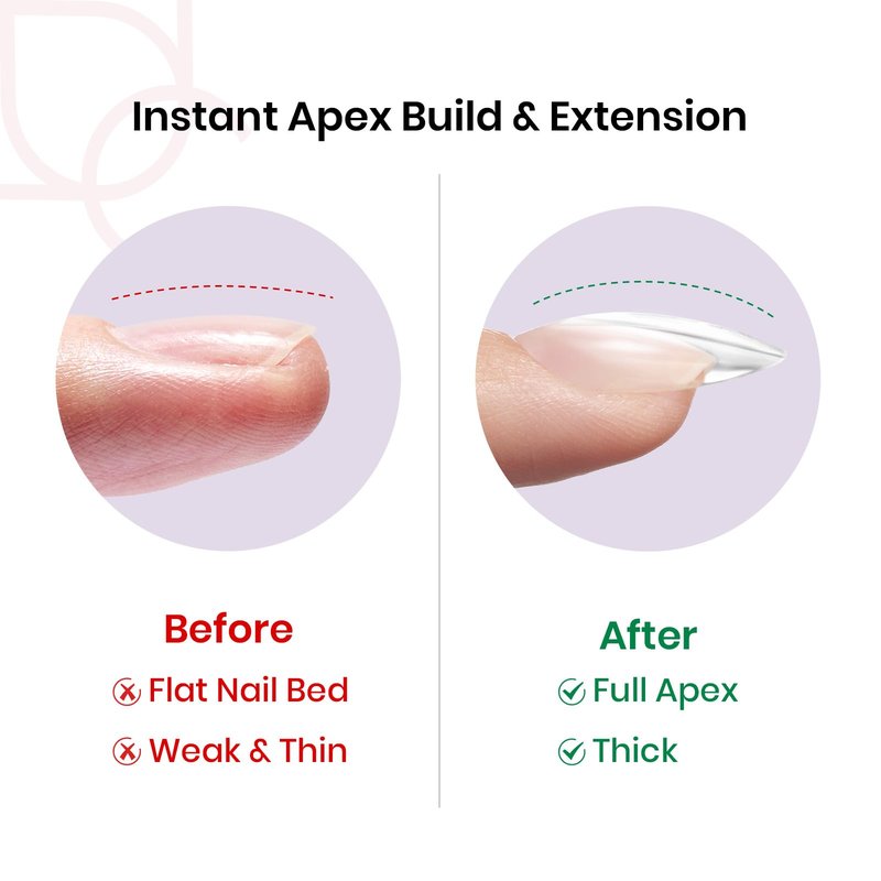 Beetles Tipex Instant Apex Nail Tips, Almond Short, 16 Sizes (00–14), 192pcs, Built-In Apex, No Builder Gel Required, Thicker Strong Acrylic Tips for DIY Nail Extensions