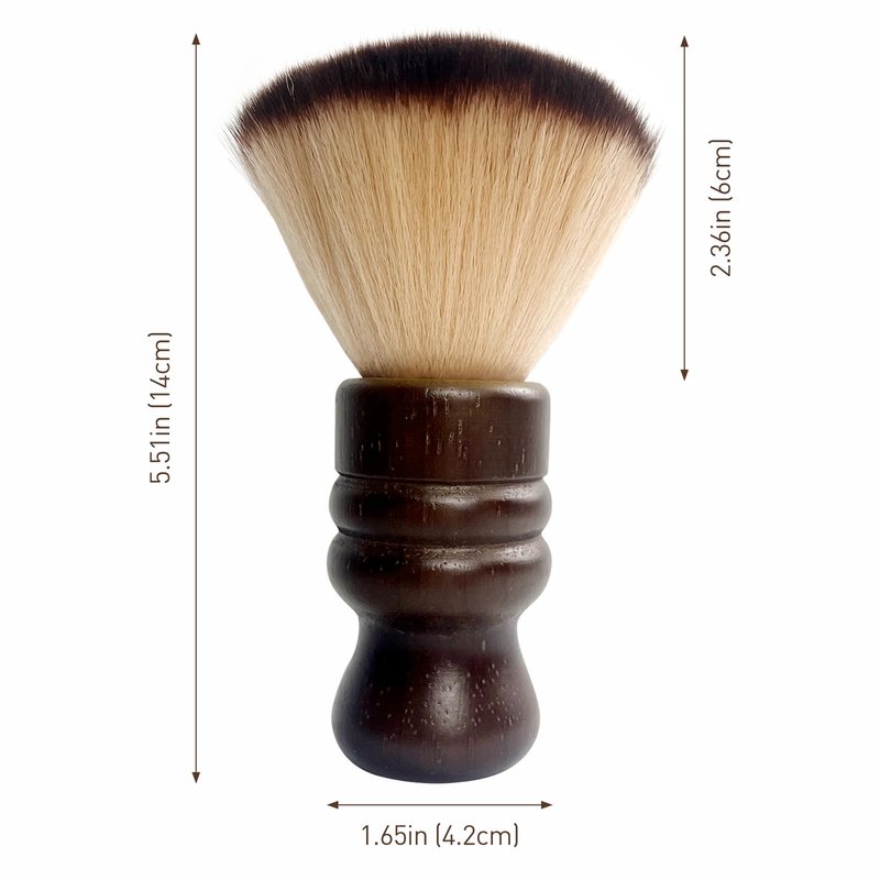 Jaasuee Large Neck Duster Soft Nylon Hair Barber Brush with Wooden Handle Face Cleaning Hairbrush for Haircuts and Styling Kits, Brown
